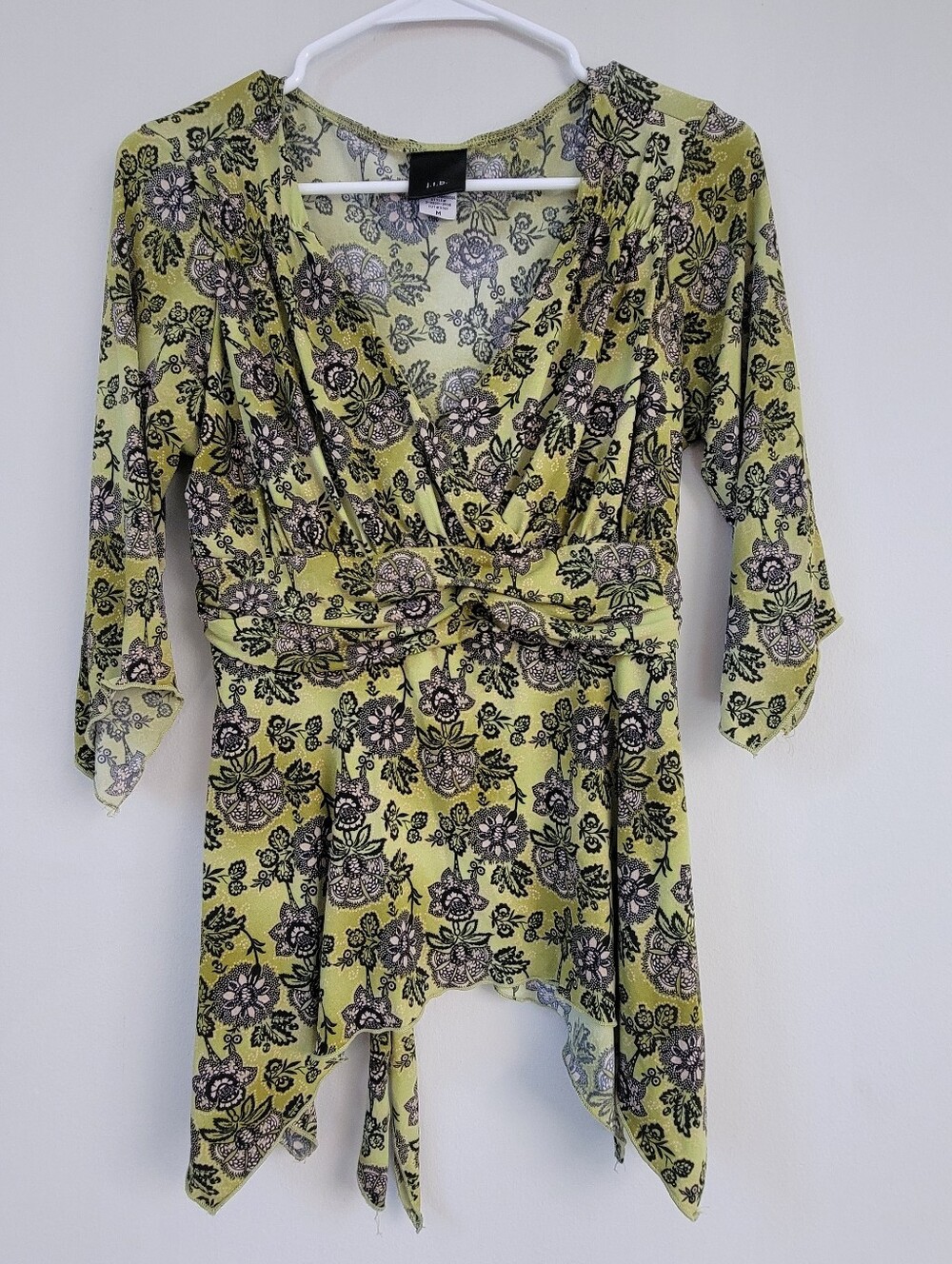 J.T.B. Green Stretch Top Women Size M Whimsical Forest Fairycore Y2K Bohemian